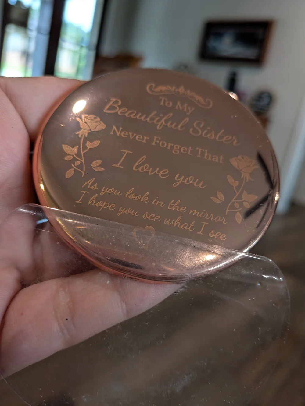 Vintage Rose Gold Compact Mirror - 